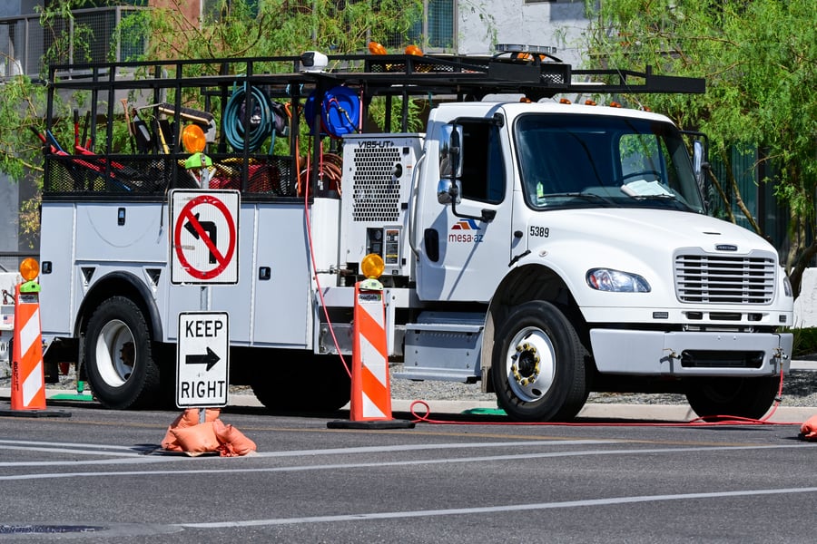 A US municipal utility truck 