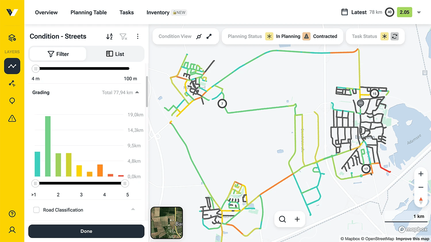 screenshot of the vialytics web system showing the map view of Barleben