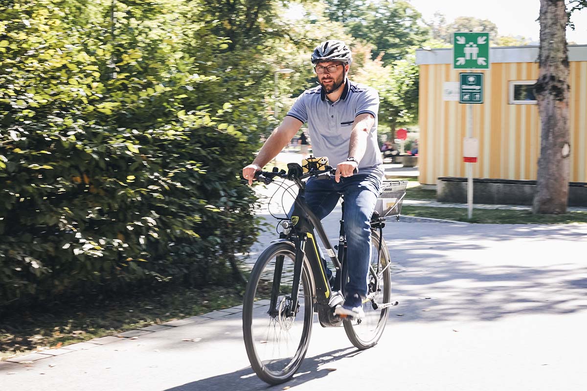 man riding a bike