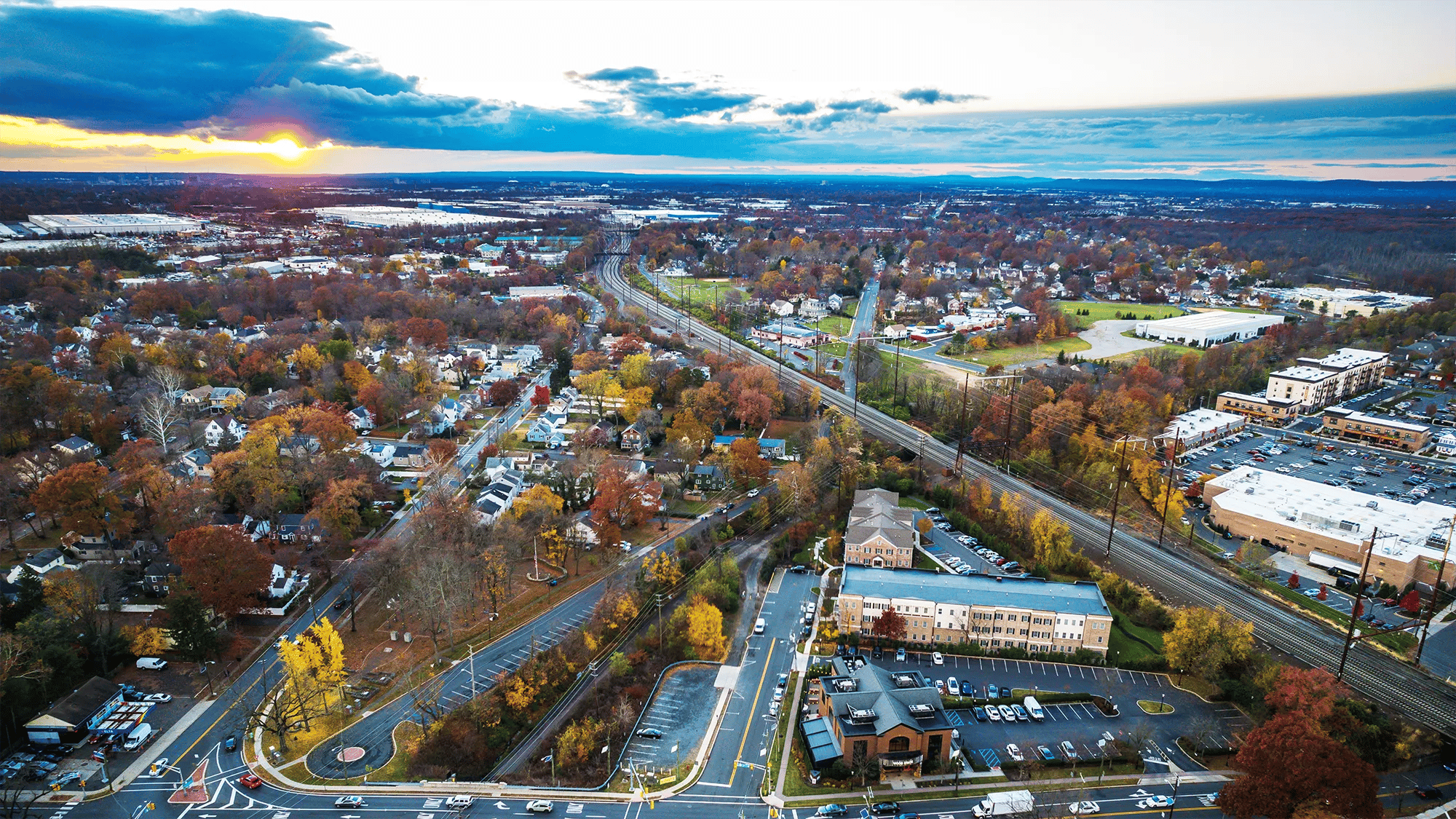 picture of the city of Metuchen from the top