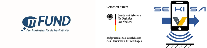 Logo of SEKISA, mFUND and the Bundesministerium for digitalization and traffic