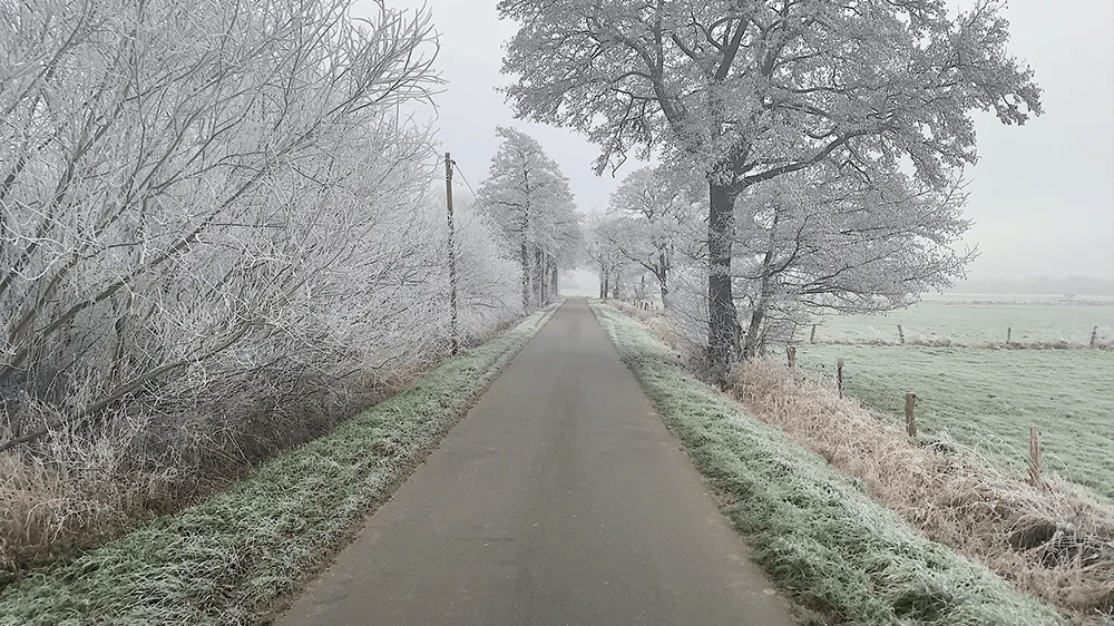 a snowy and icy road