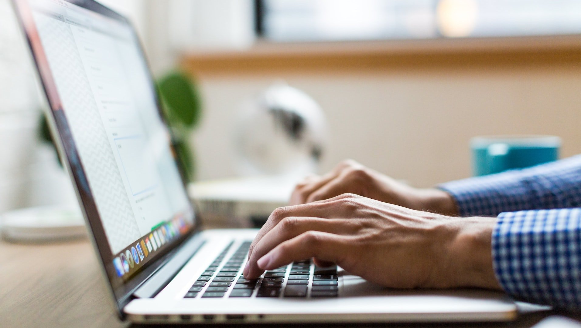 person typing on laptop